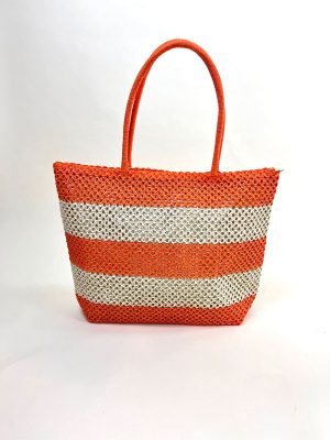 Borsa Paglia Righe Arancio/Natural - immagine 3