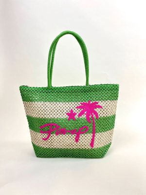 Borsa Paglia Righe Verde/Natural