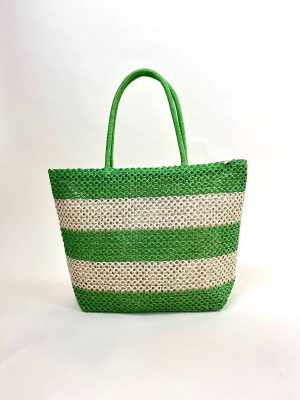 Borsa Paglia Righe Verde/Natural - immagine 3