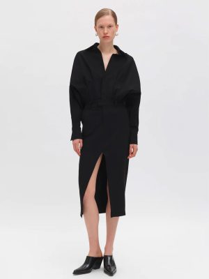 WEILI ZHENG ABITO CAMICIA MIDI NERO