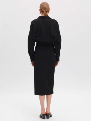WEILI ZHENG ABITO CAMICIA MIDI NERO - immagine 2