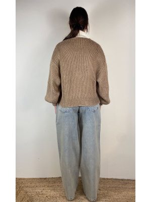 Colour Market Cardigan Profilato Cammello - immagine 4