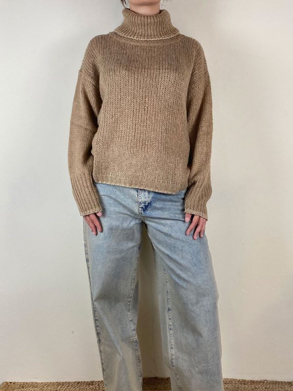 Colour Market Maglia Collo Alto Profilato Cammello