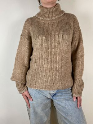 Colour Market Maglia Collo Alto Profilato Cammello - immagine 2