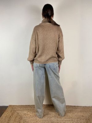Colour Market Maglia Collo Alto Profilato Cammello - immagine 3