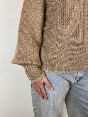 Colour Market Maglia Collo Alto Profilato Cammello - immagine 4