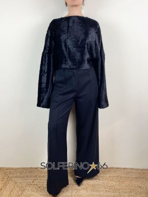 WEILI ZHENG PULLOVER FURRY BLACK