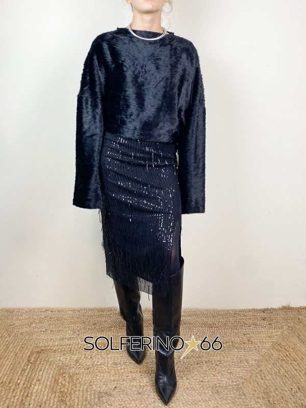 WEILI ZHENG LONGUETTE IN PAILLETTES BLACK