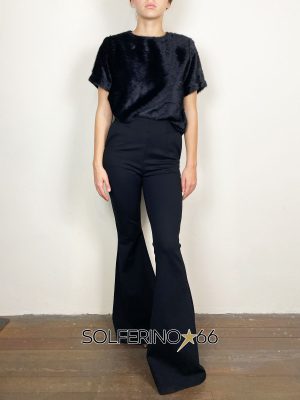 WEILI ZHENG PANTALONE A CAMPANA BLACK - immagine 3
