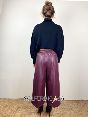 KONTATTO PANTALONE CROPPED ECOPELLE VINO - immagine 2