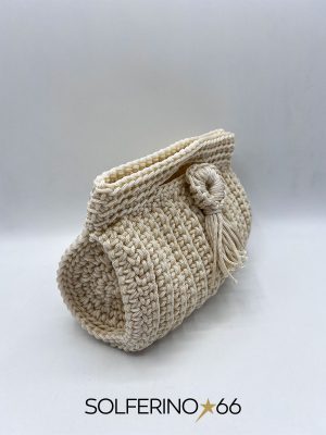 MINI BORSA CROCHET NAPPA BIANCA - immagine 2