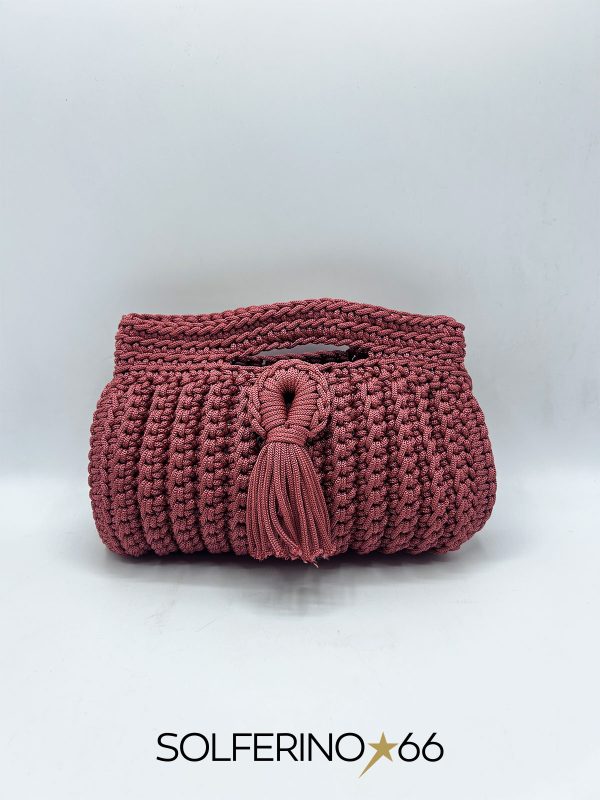 MINI BORSA CROCHET NAPPA ROSA ANTICO