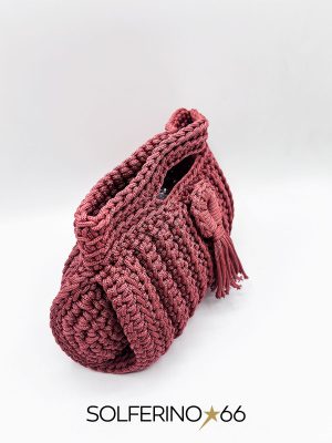 MINI BORSA CROCHET NAPPA ROSA ANTICO - immagine 2