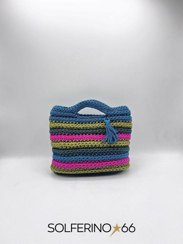 MINI BORSA CROCHET MULTICOLOR BLU/VERDE