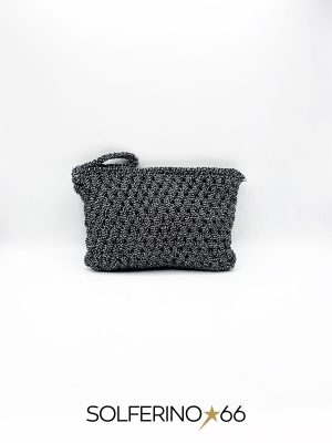 POCHETTE CROCHET NERO/ARGENTO