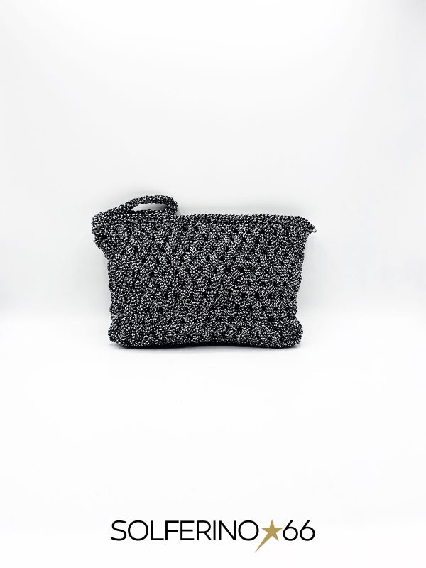 POCHETTE CROCHET NERO/ARGENTO