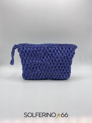 POCHETTE CROCHET BLU/ARGENTO