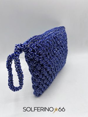 POCHETTE CROCHET BLU/ARGENTO - immagine 2