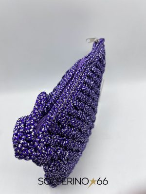 POCHETTE CROCHET VIOLA/ARGENTO - immagine 2