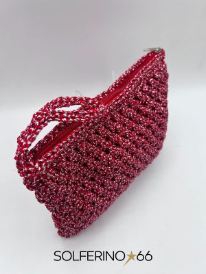 POCHETTE CROCHET ROSSA/ARGENTO - immagine 2