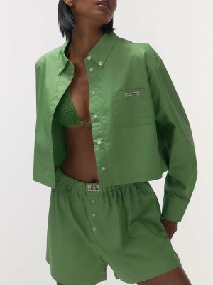 LOVE Stories PETE CROPPED SHIRT GREEN