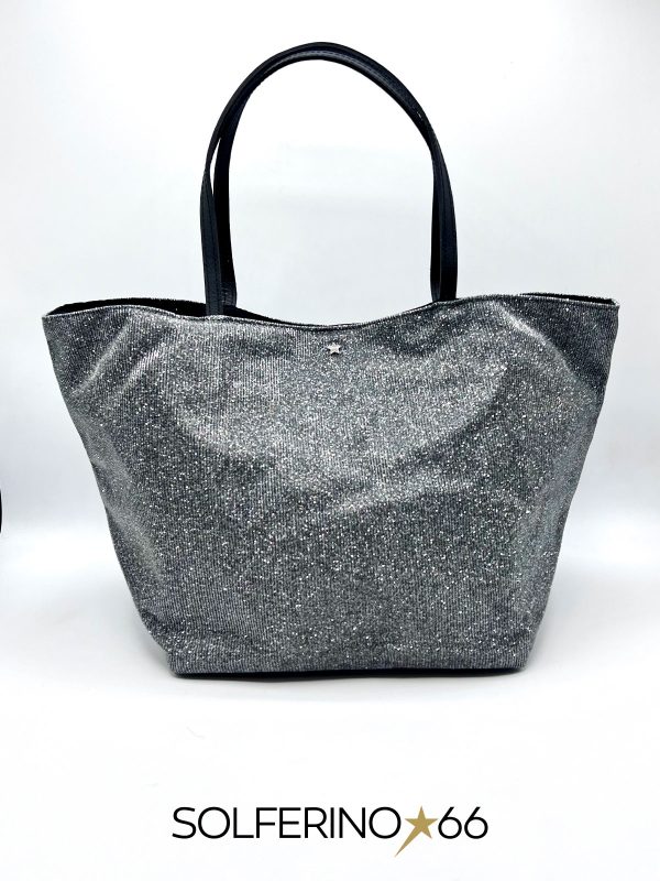 L'AURA SAC BASIC SMALL GLITTER PIOMBO
