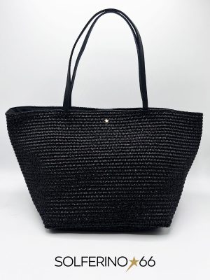 L'AURA SAC BASIC SMALL RAFFIA NERO