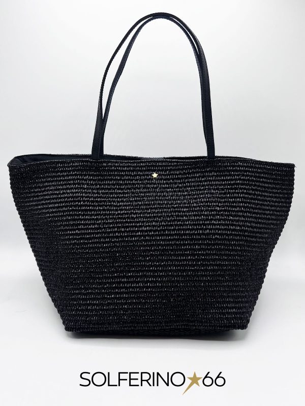 L'AURA SAC BASIC SMALL RAFFIA NERO