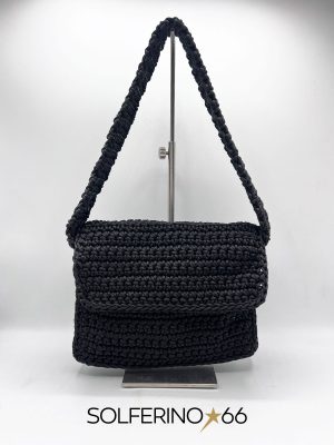 BORSA PATTA CROCHET NERA