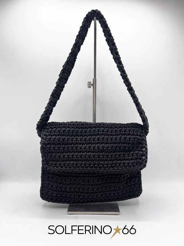 BORSA PATTA CROCHET NERA