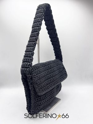 BORSA PATTA CROCHET NERA - immagine 2