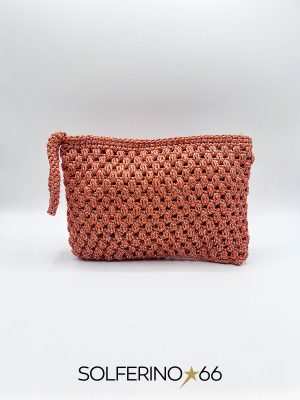 POCHETTE CROCHET ARANCIO/ARGENTO