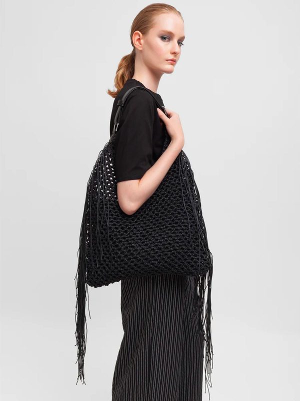 WEILI ZHENG BORSA BAGUETTE FRANGE NERA
