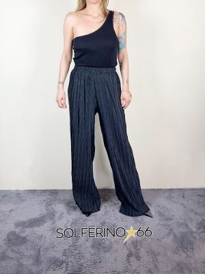WEILI ZHENG PANTALONE PIGIAMA IN PLISSE' BLACK