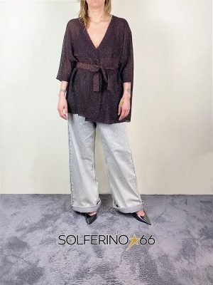 KONTATTO KIMONO CON CINTURA LUREX FONDENTE