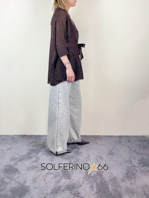KONTATTO KIMONO CON CINTURA LUREX FONDENTE - immagine 2