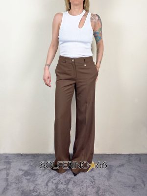 SOUVENIR PRIVèE PANTALONE PALAZZO CIOCCOLATO