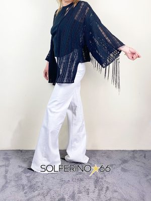 WEILI ZHENG KIMONO IN PIZZO MACRAME' BLACK - immagine 3