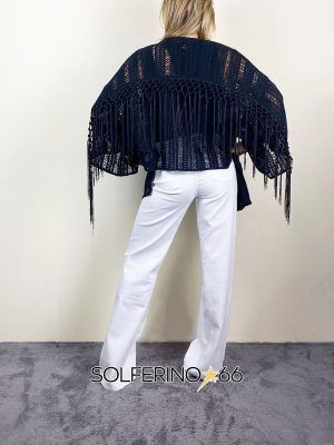 WEILI ZHENG KIMONO IN PIZZO MACRAME' BLACK - immagine 2