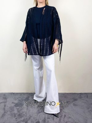 WEILI ZHENG KIMONO IN PIZZO MACRAME' BLACK