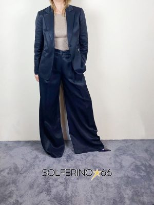 SOUVENIR PRIVèE PANTALONE PALAZZO SATIN NERO - immagine 3