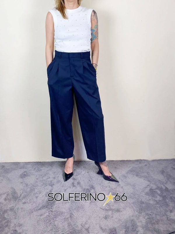 ROSSI PANTALONE NOA CROP UNISEX BLEU