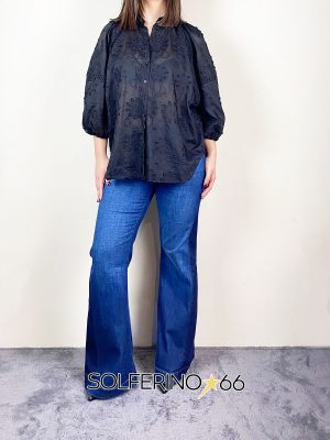 WEILI ZHENG BLUSA IN PIZZO BLACK