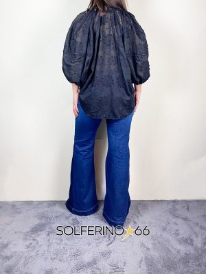 WEILI ZHENG BLUSA IN PIZZO BLACK - immagine 2