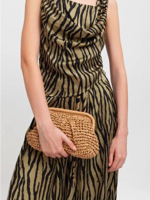 WEILI ZHENG CLUTCH RAFFIA BEIGE - immagine 2