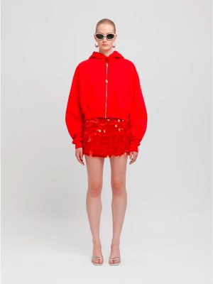 WEILI ZHENG FELPA HOODIE CON ZIP RED - immagine 2