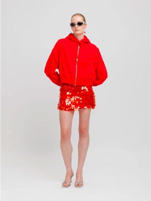 WEILI ZHENG FELPA HOODIE CON ZIP RED