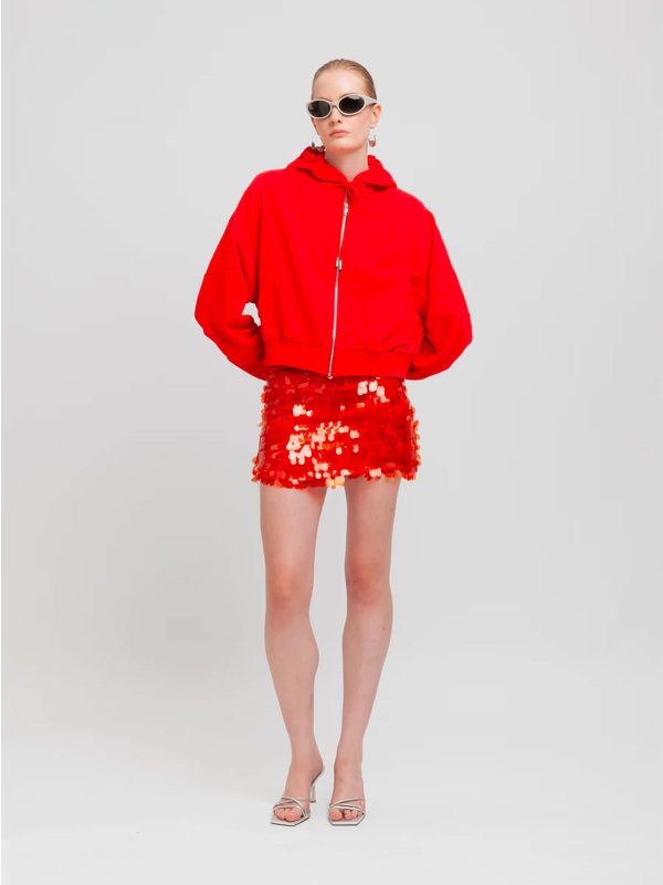 WEILI ZHENG FELPA HOODIE CON ZIP RED