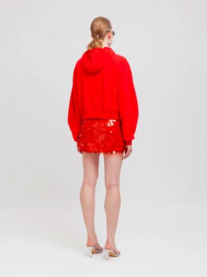 WEILI ZHENG FELPA HOODIE CON ZIP RED - immagine 3