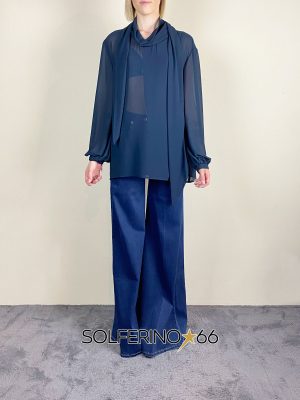 WEILI ZHENG BLUSA IN CREPE BLUE